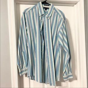 John Ashford Button Down Casual Stripes Blue